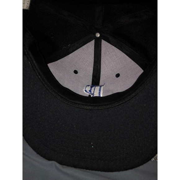 Black structured 5 panel Baseball cap Blue embroidered puffy P - Picture 3 of 3